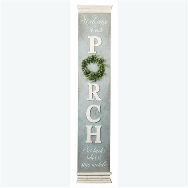 Youngs Wood Porch Leaner with Artificial Wreath & Moldings 20925